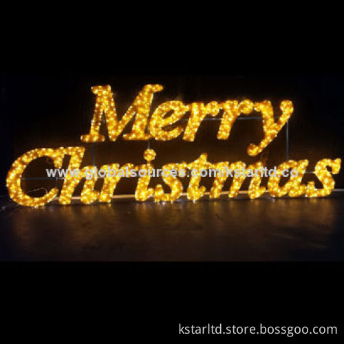 Merry Christmas motif light with warm white LED and yellow acrylic dipping, 24, 110, 220V
